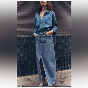 Zara maxi denim skirt